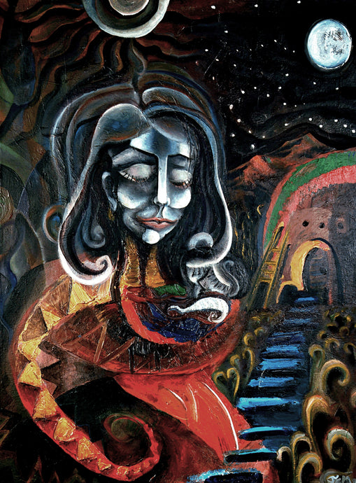 Mother, Child and the Moon - Canvas